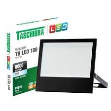 REFLETOR LED SLIM 100W 6500K PRETO TASCHIBRA